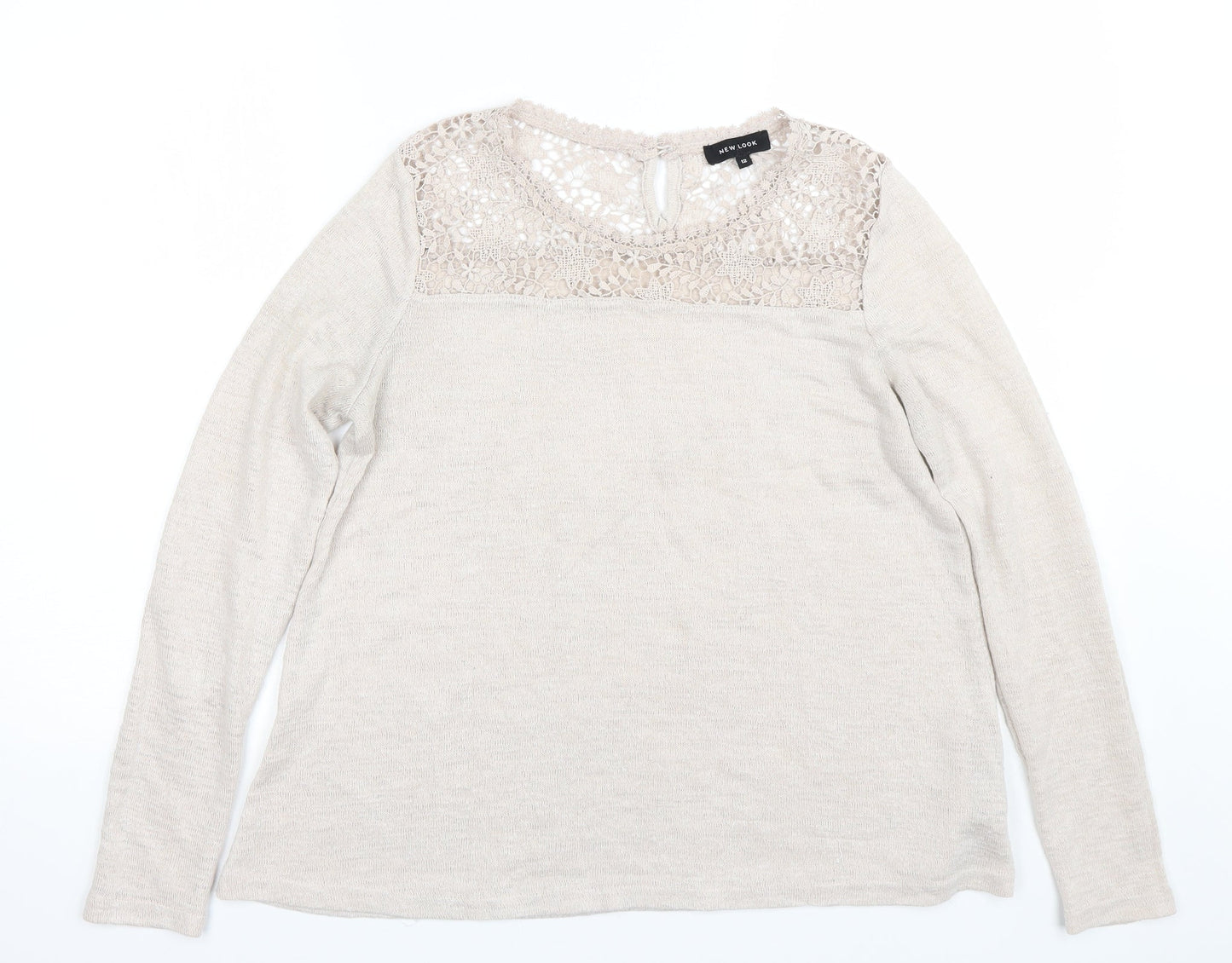 Womens UK Size 12 New Look Beige Pullover Jumper