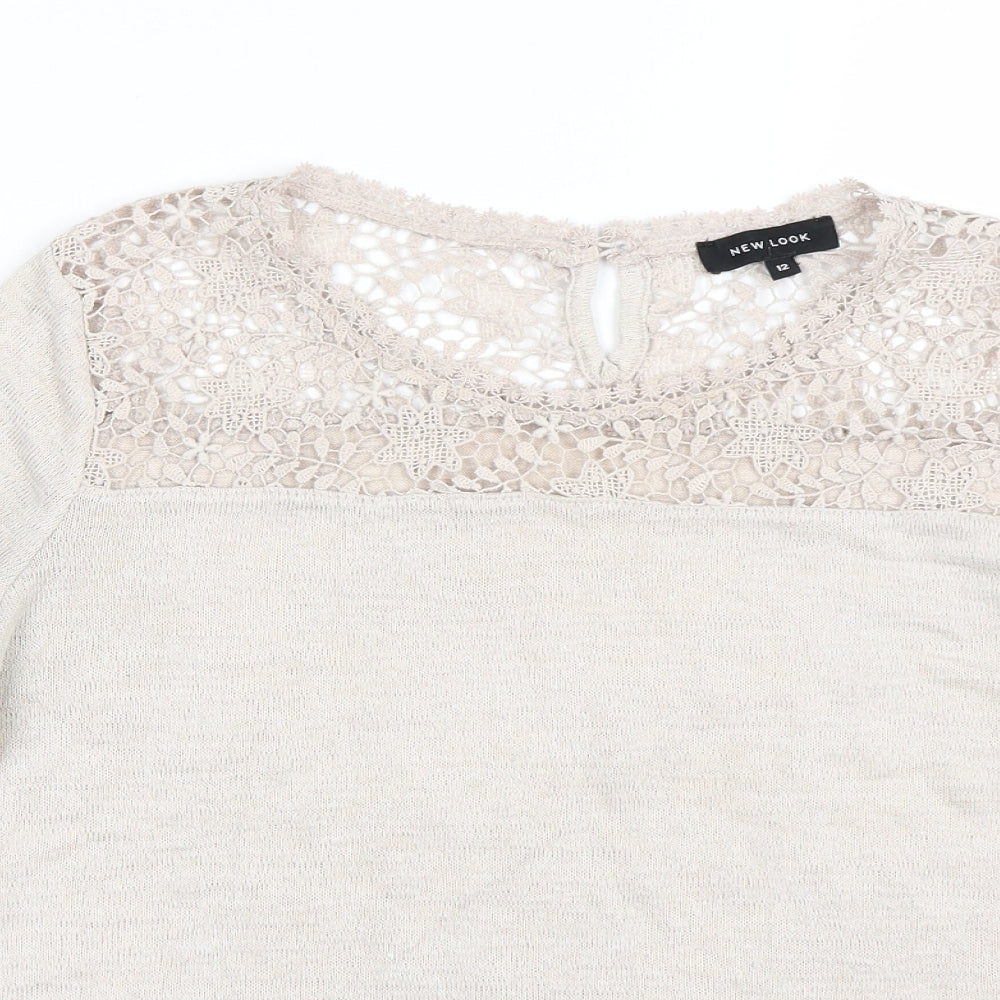 Womens UK Size 12 New Look Beige Pullover Jumper