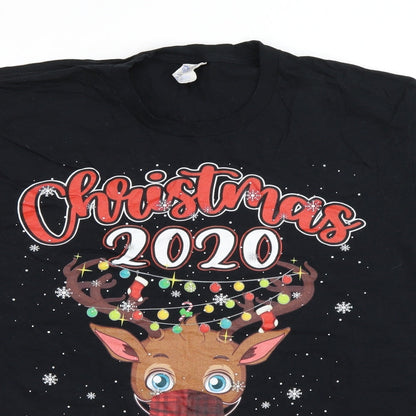 Port & Company Mens Black    T-Shirt Size L  - Christmas 2020