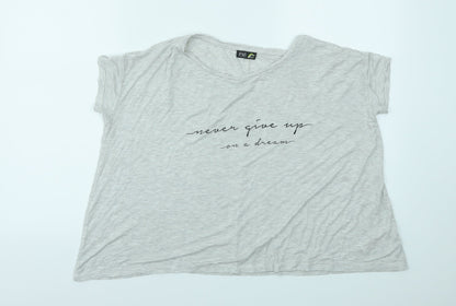 F&F Womens Grey Striped  Basic T-Shirt Size 6