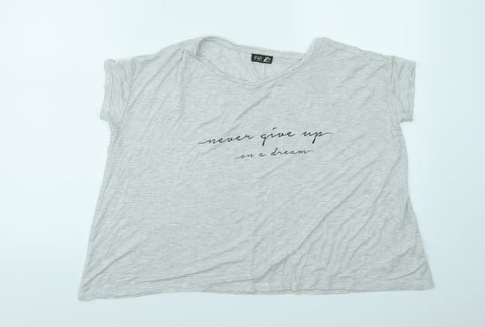 F&F Womens Grey Striped  Basic T-Shirt Size 6