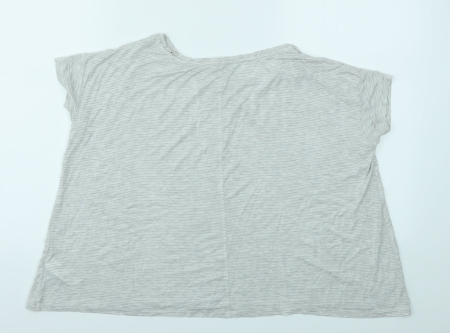 F&F Womens Grey Striped  Basic T-Shirt Size 6