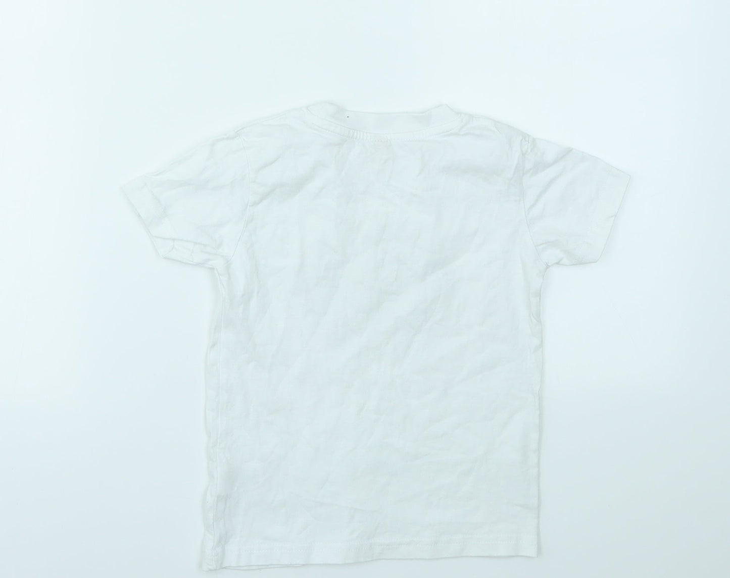 Preworn Girls White Geometric  Basic T-Shirt Size 24 Months