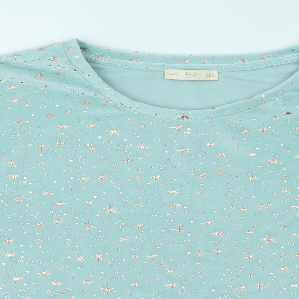 F&F Womens Blue Argyle/Diamond  Pullover Jumper Size 12