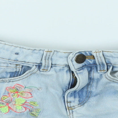 M&S Girls Blue   Cut-Off Shorts Size 3-4 Years