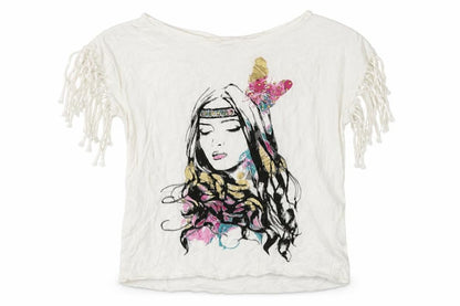 MISS EVIE Girls Silver Geometric  Basic T-Shirt Size 6-7 Years
