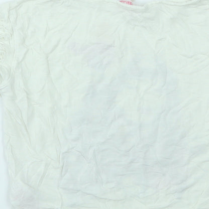 MISS EVIE Girls Silver Geometric  Basic T-Shirt Size 6-7 Years