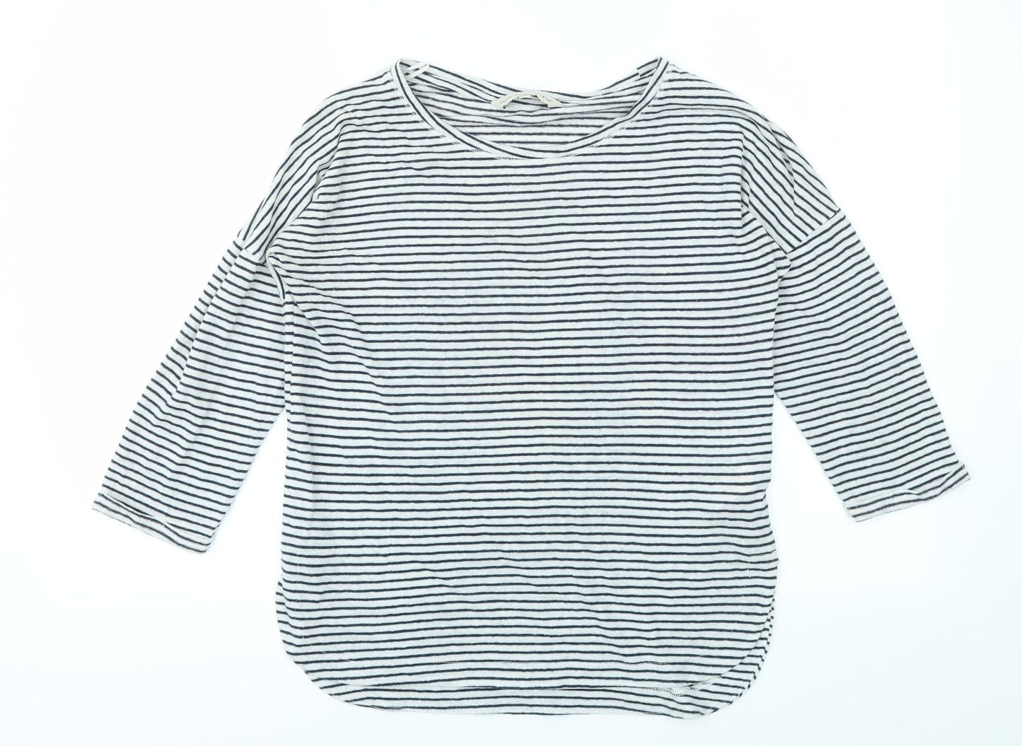 F&F Womens Grey Striped  Basic T-Shirt Size 8