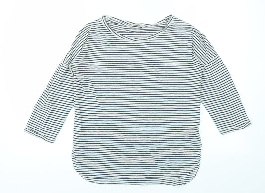 F&F Womens Grey Striped  Basic T-Shirt Size 8