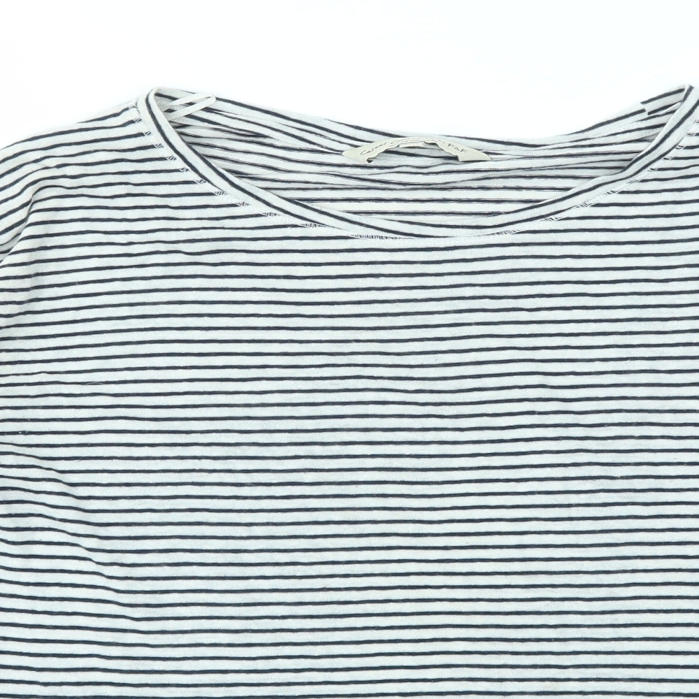 F&F Womens Grey Striped  Basic T-Shirt Size 8