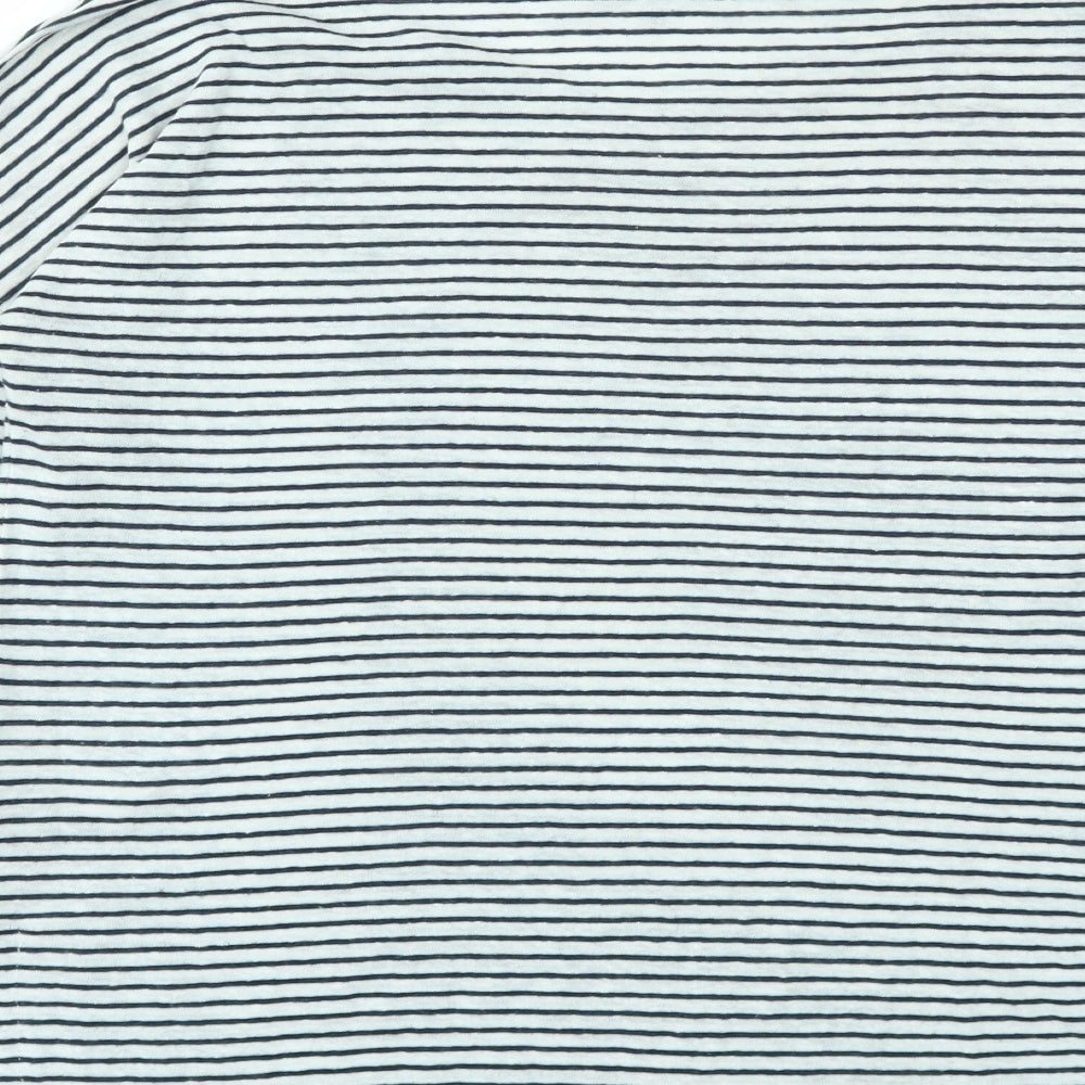 F&F Womens Grey Striped  Basic T-Shirt Size 8