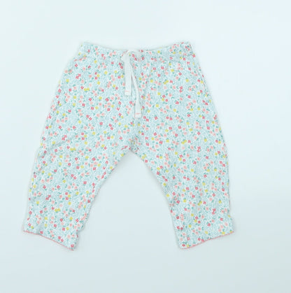 JHON LEWIS Girls Blue Floral  Capri Leggings Size 6-9 Months