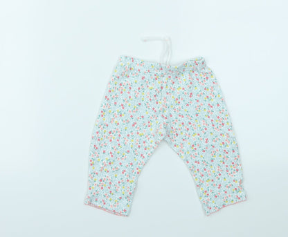 JHON LEWIS Girls Blue Floral  Capri Leggings Size 6-9 Months