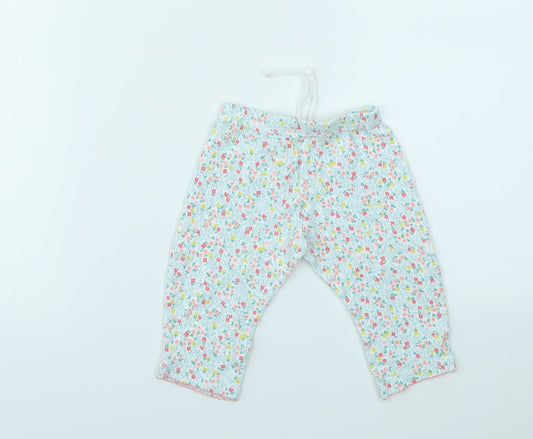 JHON LEWIS Girls Blue Floral  Capri Leggings Size 6-9 Months