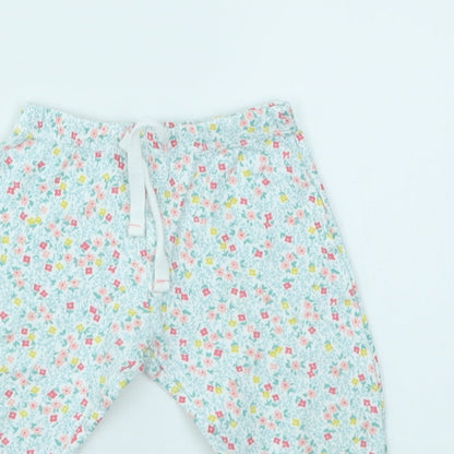 JHON LEWIS Girls Blue Floral  Capri Leggings Size 6-9 Months