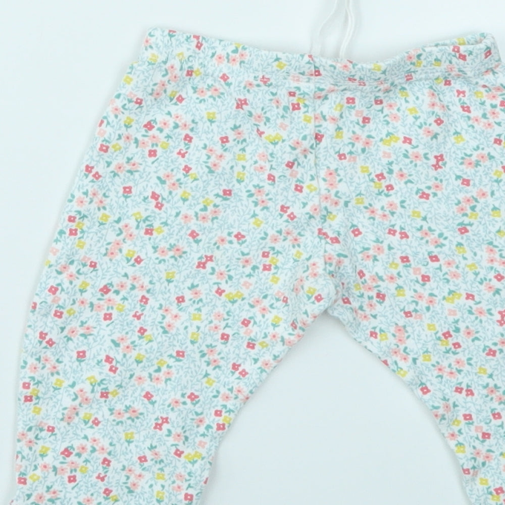 JHON LEWIS Girls Blue Floral  Capri Leggings Size 6-9 Months