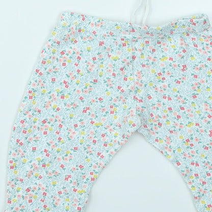 JHON LEWIS Girls Blue Floral  Capri Leggings Size 6-9 Months
