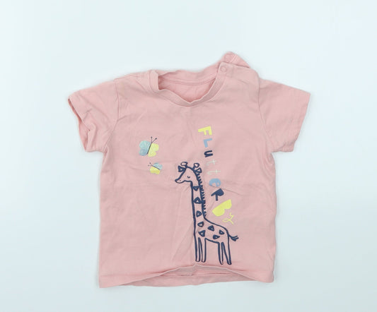 M&S Girls Pink   Basic T-Shirt Size 9-12 Months