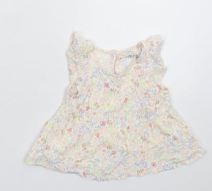 Nutmeg Girls White Floral  Basic T-Shirt Size 6-9 Months