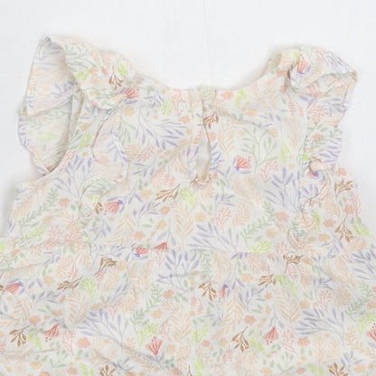 Nutmeg Girls White Floral  Basic T-Shirt Size 6-9 Months