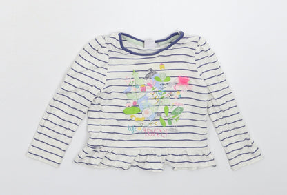 Mini Club Girls White Striped  Basic T-Shirt Size 9-12 Months