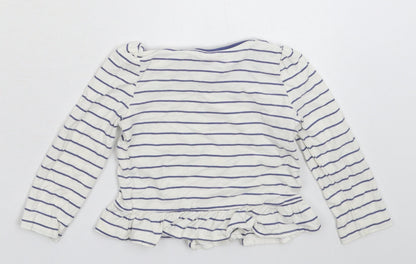 Mini Club Girls White Striped  Basic T-Shirt Size 9-12 Months