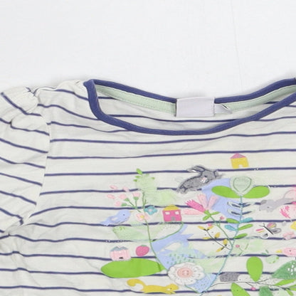 Mini Club Girls White Striped  Basic T-Shirt Size 9-12 Months