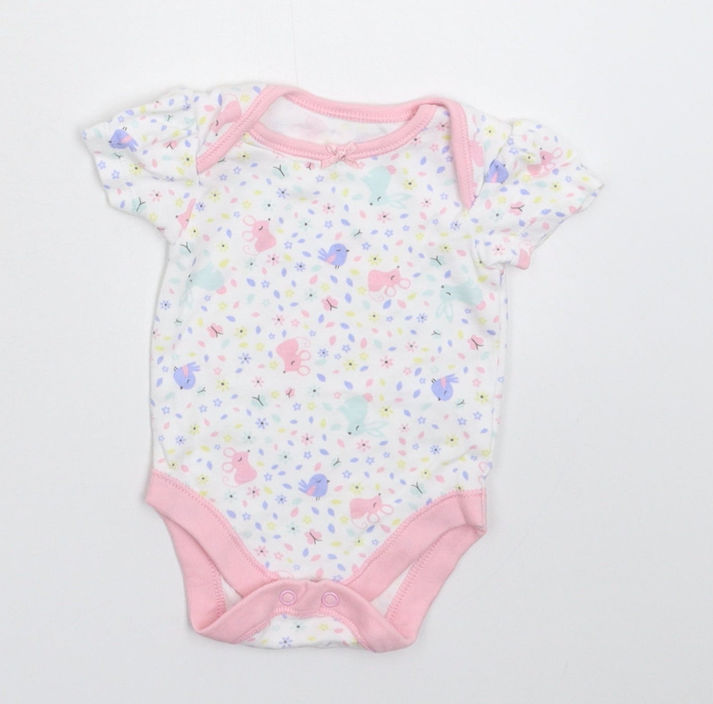 George Baby White Floral  Babygrow One-Piece Size 0-3 Months