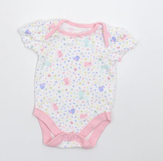 George Baby White Floral  Babygrow One-Piece Size 0-3 Months