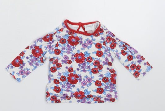 Mini Club Girls White Floral  Basic Blouse Size 3-6 Months