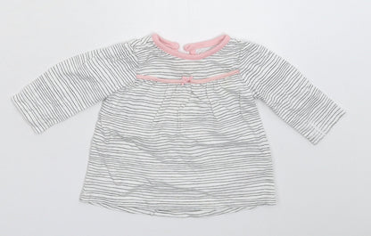 George Girls White Striped  Basic T-Shirt Size 3-6 Months