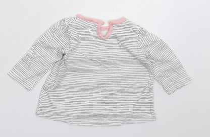 George Girls White Striped  Basic T-Shirt Size 3-6 Months