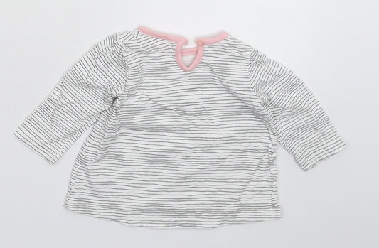 George Girls White Striped  Basic T-Shirt Size 3-6 Months