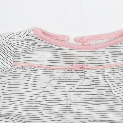 George Girls White Striped  Basic T-Shirt Size 3-6 Months