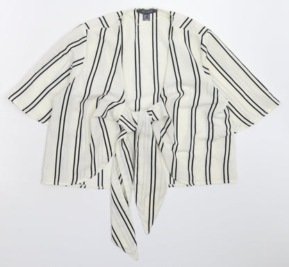 Primark Womens White Striped  Basic Blouse Size 10