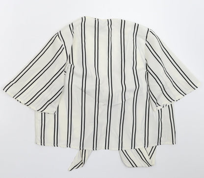 Primark Womens White Striped  Basic Blouse Size 10
