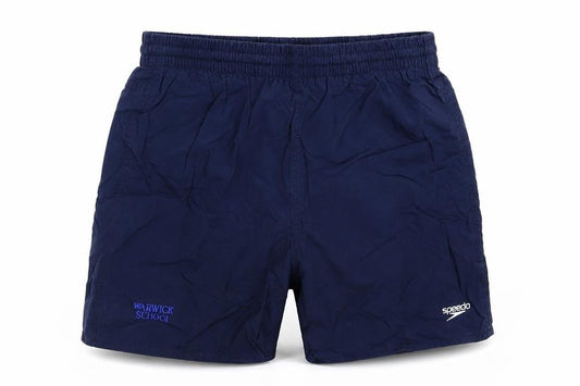 Front view of Speedo boys’ blue bermuda shorts, size L