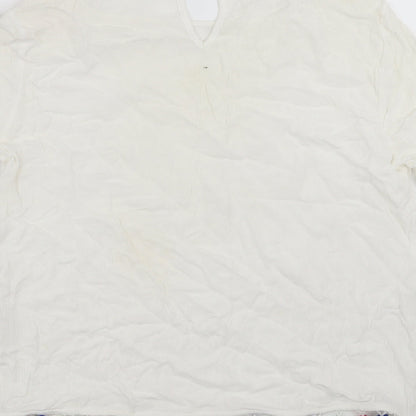 George Womens White   Basic Blouse Size 10  - pom pom detail