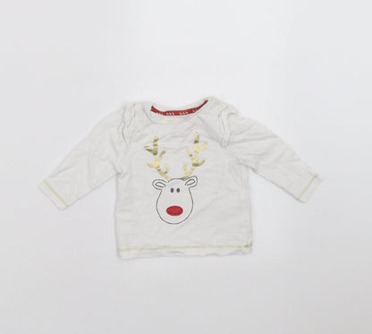 Mothercare Girls White   Basic T-Shirt Size 3-6 Months  - christmas