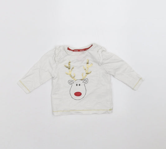 Mothercare Girls White   Basic T-Shirt Size 3-6 Months  - christmas