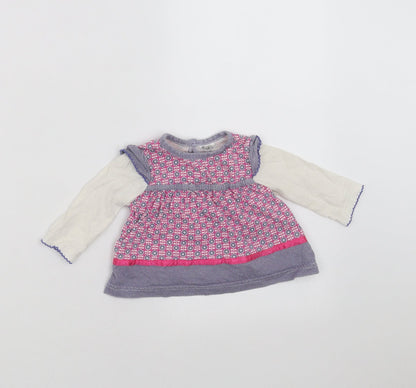 F&F Girls Blue Geometric  Basic T-Shirt Size 3-6 Months