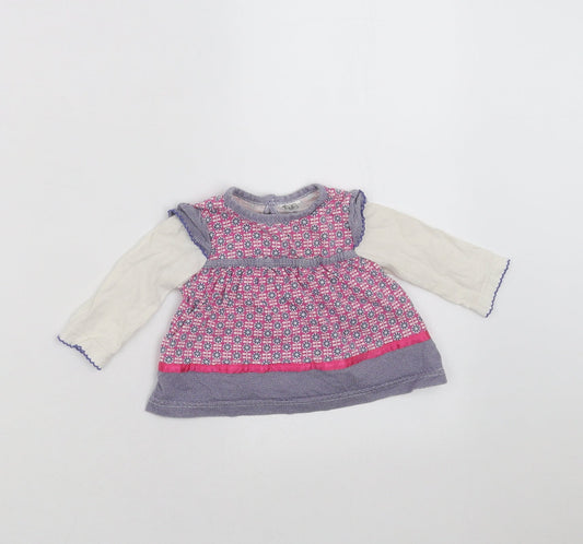 F&F Girls Blue Geometric  Basic T-Shirt Size 3-6 Months