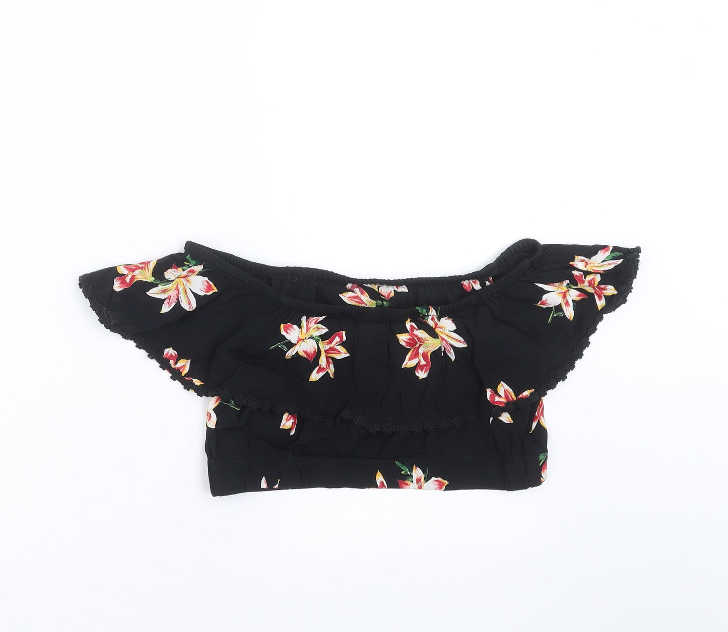 Womens UK Size 8 Miss Selfridge Black Cropped Blouse