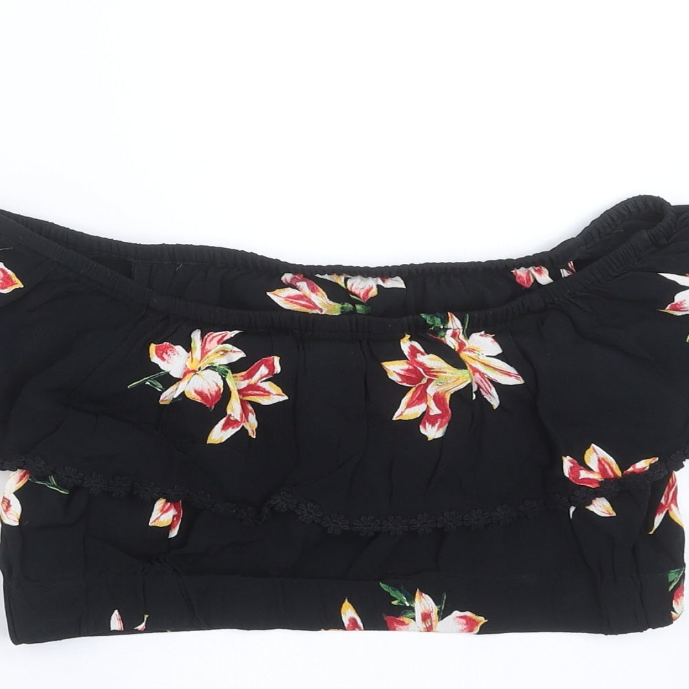 Womens UK Size 8 Miss Selfridge Black Cropped Blouse