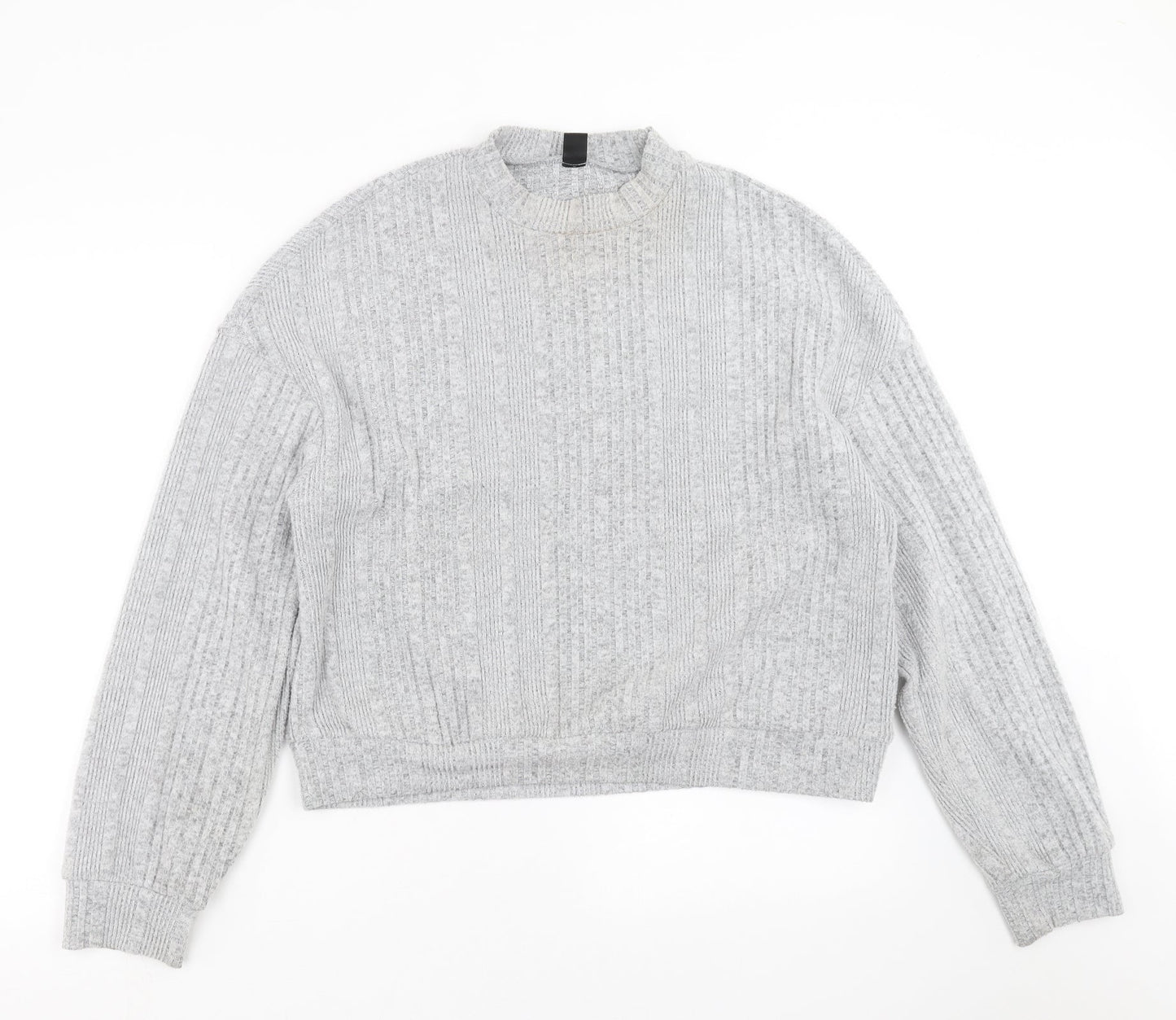 SheIn Womens Grey Striped Knit Pullover Jumper Size XL