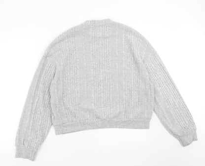 SheIn Womens Grey Striped Knit Pullover Jumper Size XL