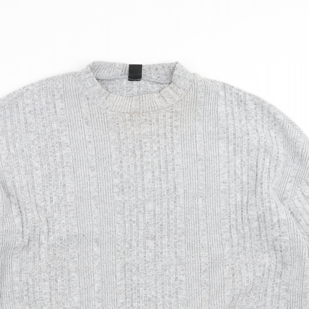 SheIn Womens Grey Striped Knit Pullover Jumper Size XL