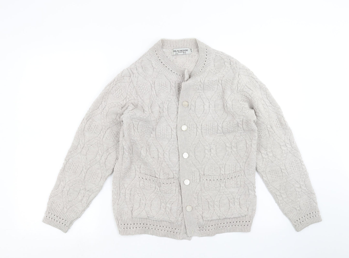 Womens UK Size 14 Beaumonde Paris Beige Cardigan Jumper