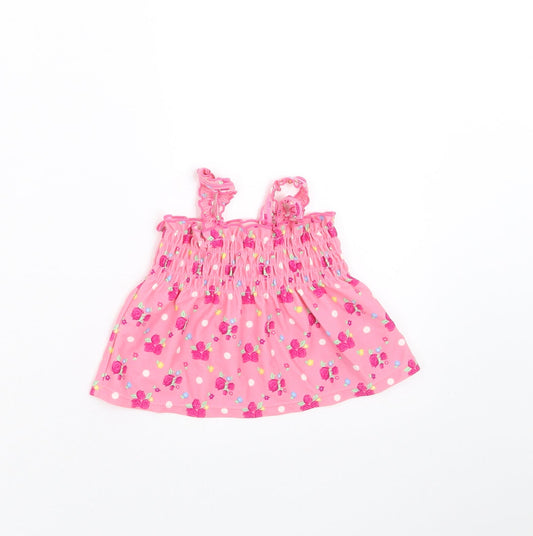 Mothercare Girls Pink Floral  Basic T-Shirt Size 6-9 Months  - swim top 6-12months