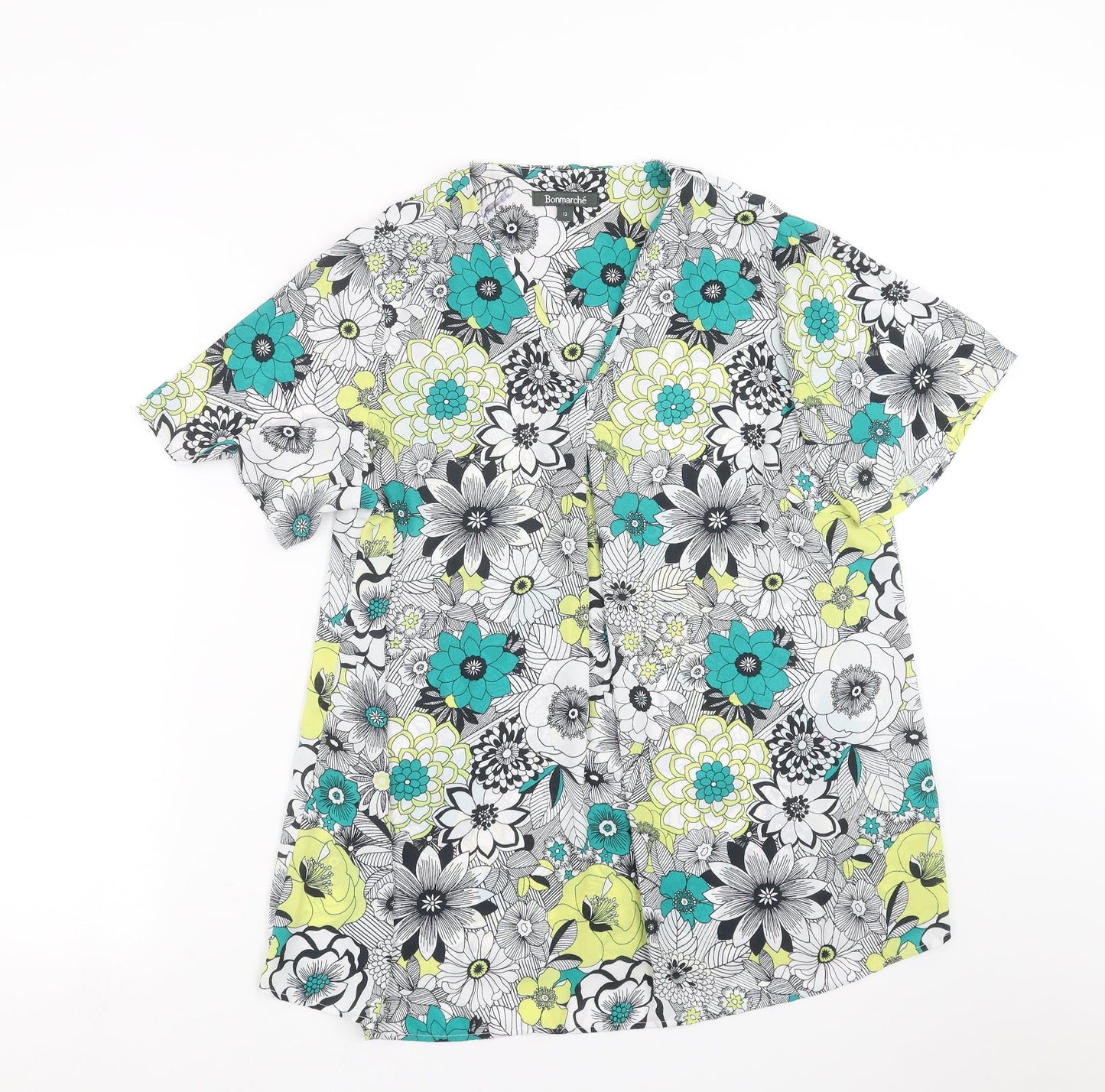 Bonmarche Womens Green Floral  Basic Blouse Size 12